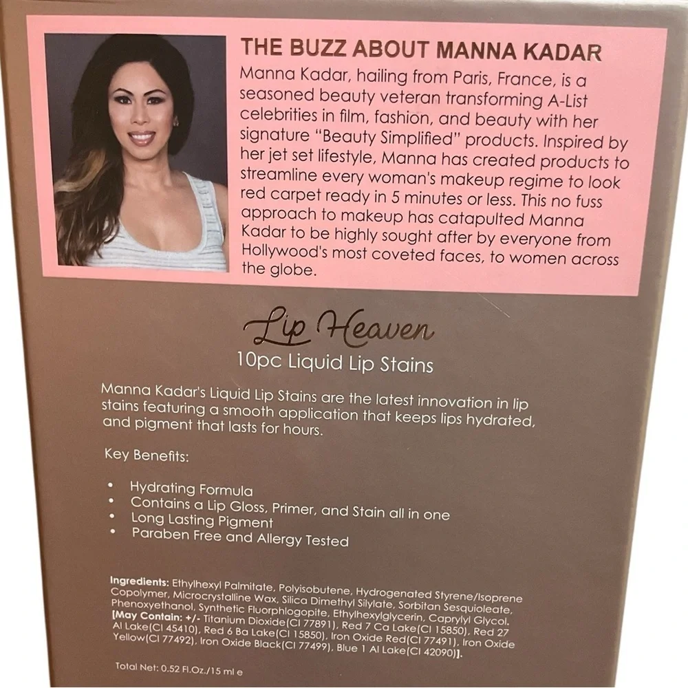 Manna Kadar Lip Heaven Liquid Lip Stains & Plaid Makeup Bag